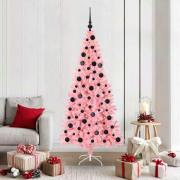 vidaXL Julgran med 300 LED-lampor med stativ Rosa 180 cm PVC