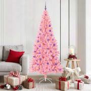 vidaXL Julgran med 300 LED-lampor med stativ Rosa 180 cm PVC