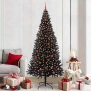 vidaXL Julgran med 300 LED-lampor med stativ Svart 210 cm PVC