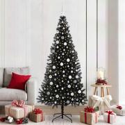 vidaXL Julgran med 300 LED-lampor med stativ Svart 210 cm PVC