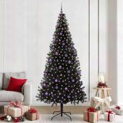 vidaXL Julgran med 300 LED-lampor med stativ Svart 240 cm PVC