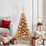 vidaXL Julgran med 150 LED-lampor med stativ Guld 120 cm PET