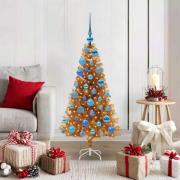 vidaXL Julgran med 150 LED-lampor med stativ Guld 120 cm PET