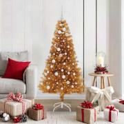 vidaXL Julgran med 150 LED-lampor med stativ Guld 150 cm PET