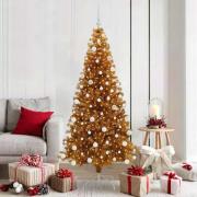 vidaXL Julgran med 300 LED-lampor med stativ Guld 180 cm PET