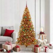 vidaXL Julgran med 300 LED-lampor med stativ Guld 180 cm PET