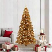 vidaXL Julgran med 300 LED-lampor med stativ Guld 210 cm PET