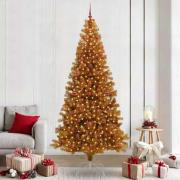 vidaXL Julgran med 300 LED-lampor med stativ Guld 240 cm PET