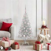 vidaXL Julgran med 150 LED-lampor med stativ Silver 120 cm PET