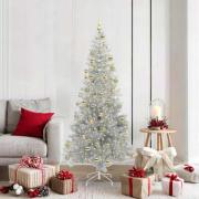 vidaXL Julgran med 300 LED-lampor med stativ Silver 180 cm PET