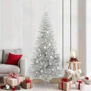 vidaXL Julgran med 300 LED-lampor med stativ Silver 210 cm PET
