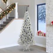 vidaXL Julgran med 300 LED-lampor med stativ Silver 240 cm PET