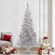 vidaXL Julgran med 300 LED-lampor med stativ Silver 240 cm PET