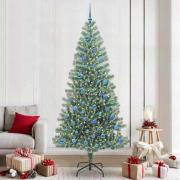 vidaXL Konstgjord Julgran Snöflockad med LED Ljus Grön och Vit 240 cm