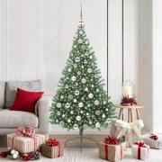 vidaXL Konstgjord Förbelyst Julgran med 300 LED-lampor Grön 180 cm PVC
