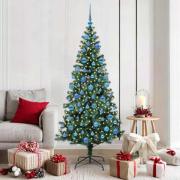 vidaXL Konstgjord Förbelyst Julgran med 300 LED-lampor Grön 180 cm PVC