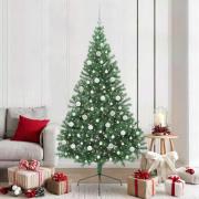 vidaXL Konstgjord Förbelyst Julgran med 300 LED-lampor Grön 210 cm PVC