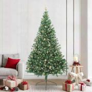 vidaXL Konstgjord Förbelyst Julgran med 300 LED-lampor Grön 240 cm PVC