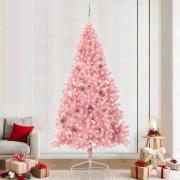 vidaXL Konstgjord Förbelyst Julgran med 300 LED-lampor Rosa 240 cm PVC