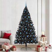 vidaXL Konstgjord Förbelyst Julgran Svart 240 cm PVC
