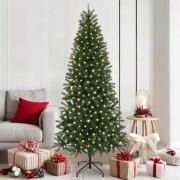 vidaXL Konstgjord julgran med 300 LED-lampor Grön 180 cm PE och PVC