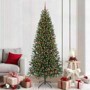 vidaXL Konstgjord julgran med 300 LED-lampor Grön 210 cm PE och PVC