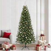 vidaXL Konstgjord julgran med 300 LED-lampor Grön 240 cm PE och PVC