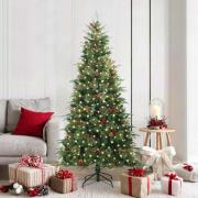 vidaXL Plast Hingad Julgran med 300 LED-lampor Grön 180 cm PE och PVC