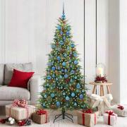 vidaXL Plast Hingad Julgran med 300 LED-lampor Grön 180 cm PE och PVC