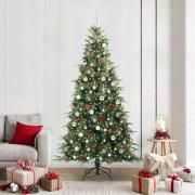 vidaXL Plast Hingad Julgran med 300 LED-lampor Grön 210 cm PE och PVC