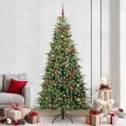 vidaXL Plast Hingad Julgran med 300 LED-lampor Grön 240 cm PE och PVC