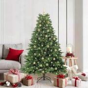 vidaXL Konstgjord julgran med 300 LED-lampor Grön 180 cm PE och PVC