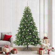 vidaXL Konstgjord julgran med 300 LED-lampor Grön 210 cm PE och PVC