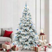 vidaXL Konstgjord julgran med 300 LED-lampor Grön 210 cm PE och PVC