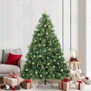 vidaXL Konstgjord julgran med 300 LED-lampor Grön 210 cm PE och PVC