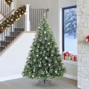 vidaXL Konstgjord julgran med 300 LED-lampor Grön 240 cm PE och PVC