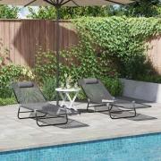 vidaXL Hopfällbar solstol 2 pcs Grå 182 x 55 x 85.5 cm Textilene