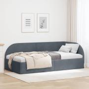 vidaXL Hörn Sängram med huvudgavel Mörkgrå 80 cm x 200 cm Sammet