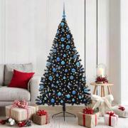 vidaXL Konstgjord Förbelyst Julgran Svart 180 cm PVC