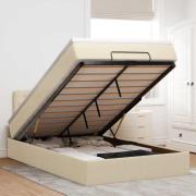 vidaXL Ottoman sängram med madrass gräddvit 120x200 cm tyg