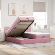 vidaXL Ottoman sängram med madrasser rosa 160x200 cm sammet