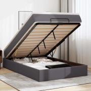 vidaXL Ottoman sängram med madrass grå 120x190 cm konstläder