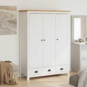 vidaXL Garderob 3 dörrar Hill vit 127x50x170 cm massiv furu
