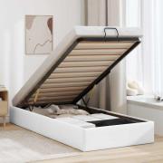vidaXL Ottoman sängram utan madrass vit 80x200 cm konstläder