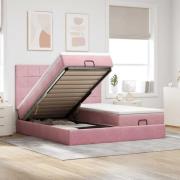 vidaXL Ottoman sängram med madrasser rosa 160x200 cm sammet