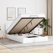 vidaXL Ottoman sängram med madrass vit 140x190 cm konstläder