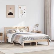 vidaXL Sängram med huvudgavel 150x200 cm massiv furu