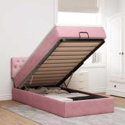 vidaXL Ottoman sängram med madrass rosa 80x200 cm sammet