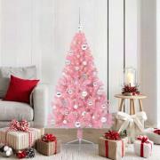 vidaXL Konstgjord Förbelyst Julgran med 150 LED-lampor Rosa 150 cm PVC