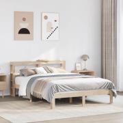 vidaXL Sängram med huvudgavel 120x190 cm massiv furu